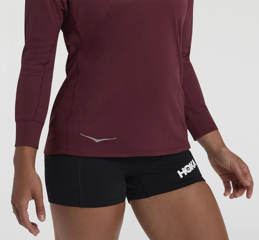 Top Hoka One One Mujer - Performance 3/4 Sleeve - Marrones - ZET196870